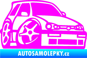 Samolepka VW Golf 3 karikatura pravá Fluorescentní růžová
