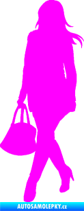 Samolepka Žena na nákupu 005 levá Fluorescentní růžová