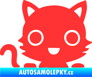 Samolepka Kočka 014 levá kočka v autě světle červená