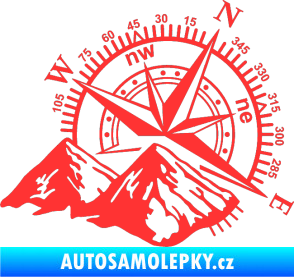 Samolepka Kompas 002 pravá hory světle červená