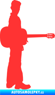 Samolepka Music 003 pravá hráč na kytaru světle červená