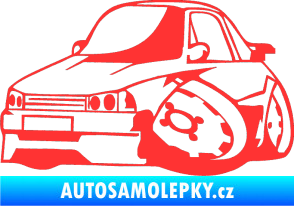 Samolepka Škoda 120 karikatura levá světle červená