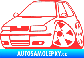 Samolepka Škoda Felicia karikatura levá světle červená