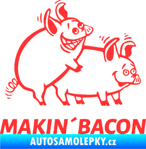 Samolepka Veselá prasátka makin bacon pravá světle červená