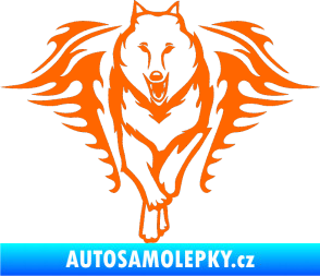 Samolepka Animal flames 039 levá  vlk Fluorescentní oranžová