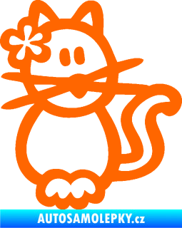 Samolepka Cartoon family kočička Hawaii Fluorescentní oranžová