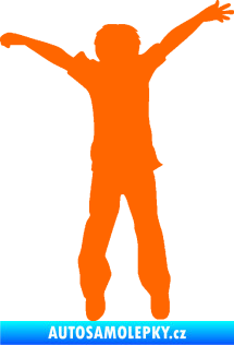 Samolepka Děti silueta 008 pravá kluk skáče Fluorescentní oranžová
