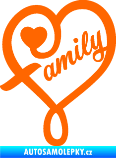 Samolepka Family 001 nápis se srdíčkem Fluorescentní oranžová