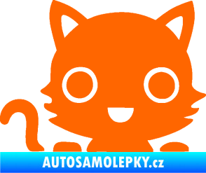 Samolepka Kočka 014 levá kočka v autě Fluorescentní oranžová
