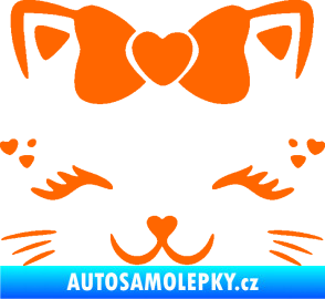 Samolepka Kočka 039 s mašličkou Fluorescentní oranžová