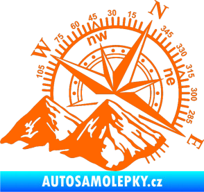 Samolepka Kompas 002 pravá hory Fluorescentní oranžová