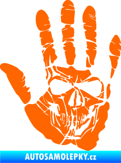 Samolepka Lebka 032 levá otisk dlaně Fluorescentní oranžová