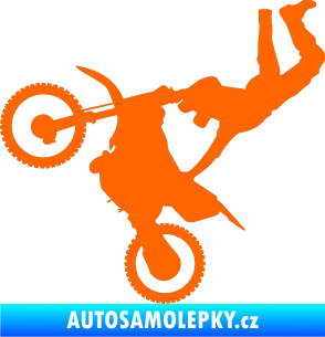 Samolepka Motorka 008 levá motokros freestyle Fluorescentní oranžová