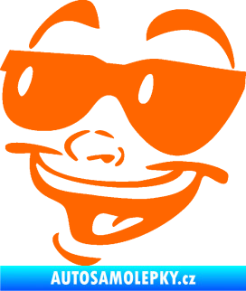 Samolepka Obličej 005 levá veselý s brýlemi Fluorescentní oranžová