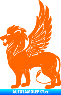 Samolepka Okřídlený lev 001 levá mytické zvíře Fluorescentní oranžová