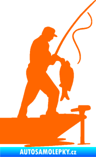 Samolepka Rybář 021 pravá s prutem Fluorescentní oranžová