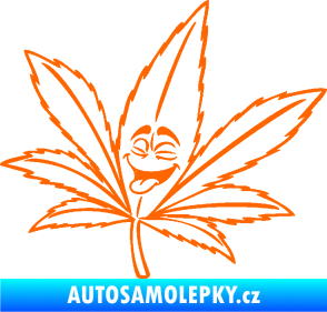 Samolepka Travka 003 levá lístek marihuany s obličejem Fluorescentní oranžová