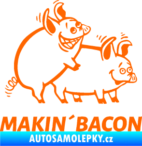 Samolepka Veselá prasátka makin bacon pravá Fluorescentní oranžová