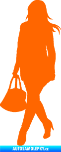 Samolepka Žena na nákupu 005 levá Fluorescentní oranžová
