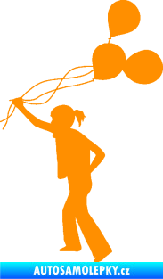 Samolepka Děti silueta 006 levá holka s balónky oranžová