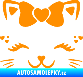 Samolepka Kočka 039 s mašličkou oranžová