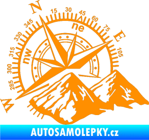Samolepka Kompas 002 levá hory oranžová