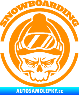 Samolepka Lebka snowboarding oranžová