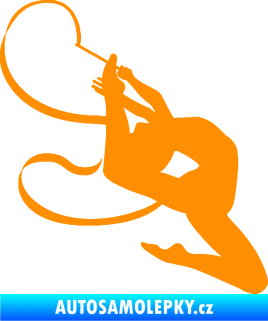 Samolepka Moderní gymnastika 001 pravá gymnastka se stuhou oranžová