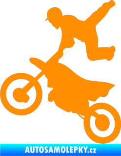 Samolepka Motorka 036 levá  motokros freestyle oranžová