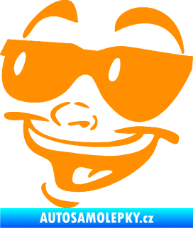 Samolepka Obličej 005 levá veselý s brýlemi oranžová
