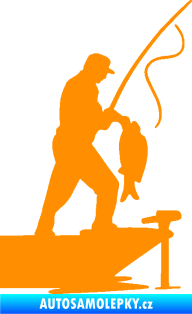 Samolepka Rybář 021 pravá s prutem oranžová