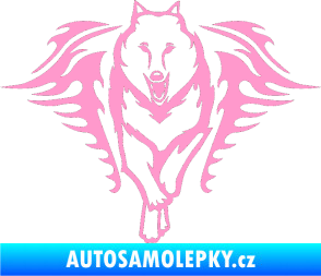 Samolepka Animal flames 039 levá  vlk světle růžová