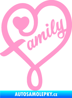 Samolepka Family 001 nápis se srdíčkem světle růžová