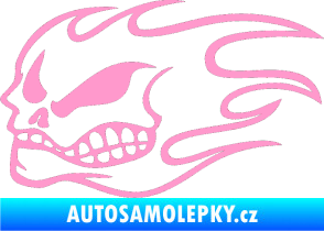 Samolepka Head - lebka - levá světle růžová