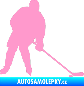 Samolepka Hokejista 005 pravá světle růžová