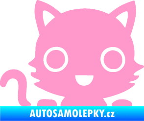 Samolepka Kočka 014 levá kočka v autě světle růžová