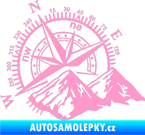 Samolepka Kompas 002 levá hory světle růžová
