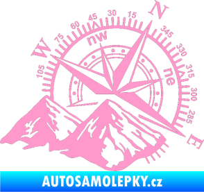 Samolepka Kompas 002 pravá hory světle růžová