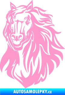 Samolepka Kůň 067 levá hlava s hřívou světle růžová