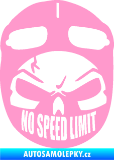 Samolepka Lebka 043 motorkář světle růžová