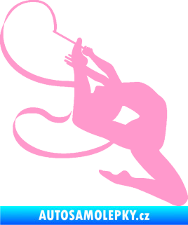 Samolepka Moderní gymnastika 001 pravá gymnastka se stuhou světle růžová
