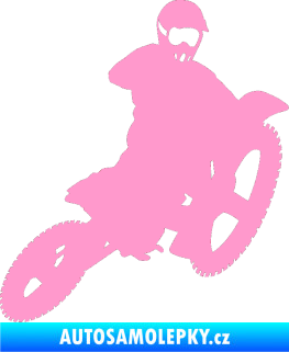 Samolepka Motorka 004 pravá motokros světle růžová