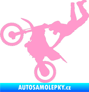 Samolepka Motorka 008 levá motokros freestyle světle růžová