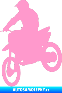 Samolepka Motorka 014 levá motokros světle růžová