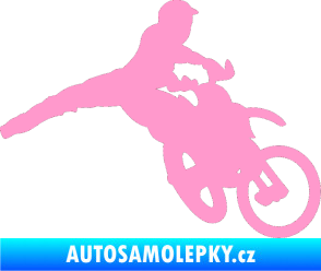 Samolepka Motorka 030 pravá motokros světle růžová