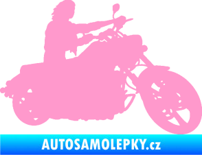 Samolepka Motorka 050 pravá světle růžová