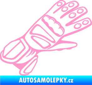 Samolepka Motorkářské rukavice 002 pravá světle růžová