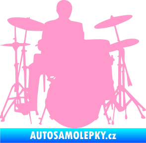 Samolepka Music 009 pravá hráč na bicí světle růžová