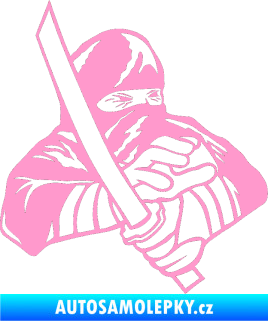 Samolepka Ninja silueta pravá světle růžová
