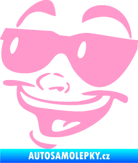 Samolepka Obličej 005 levá veselý s brýlemi světle růžová